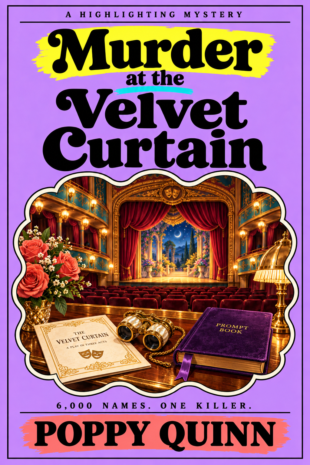 Purple Murder at the Velvet Curtain cover with an ornate theater.